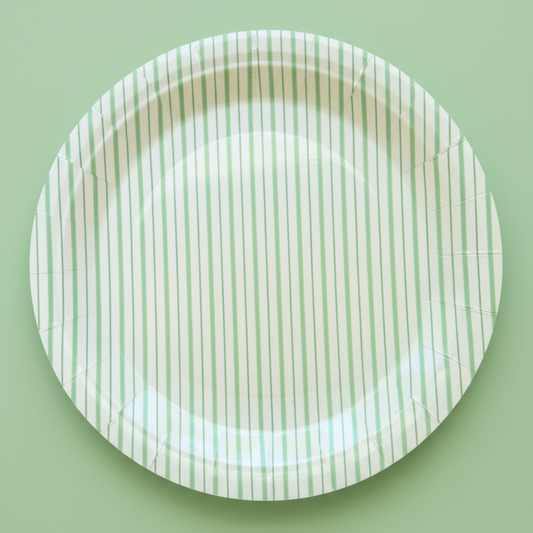 Mint Fine Stripes Plates (Set of 8)
