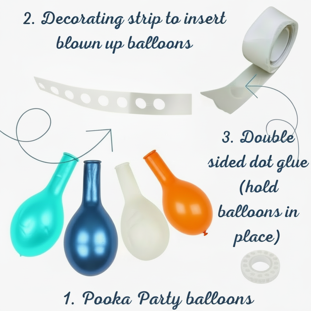 Train Party Balloon Garland – Mint, Blue, Confetti & Orange (50+ Pack)