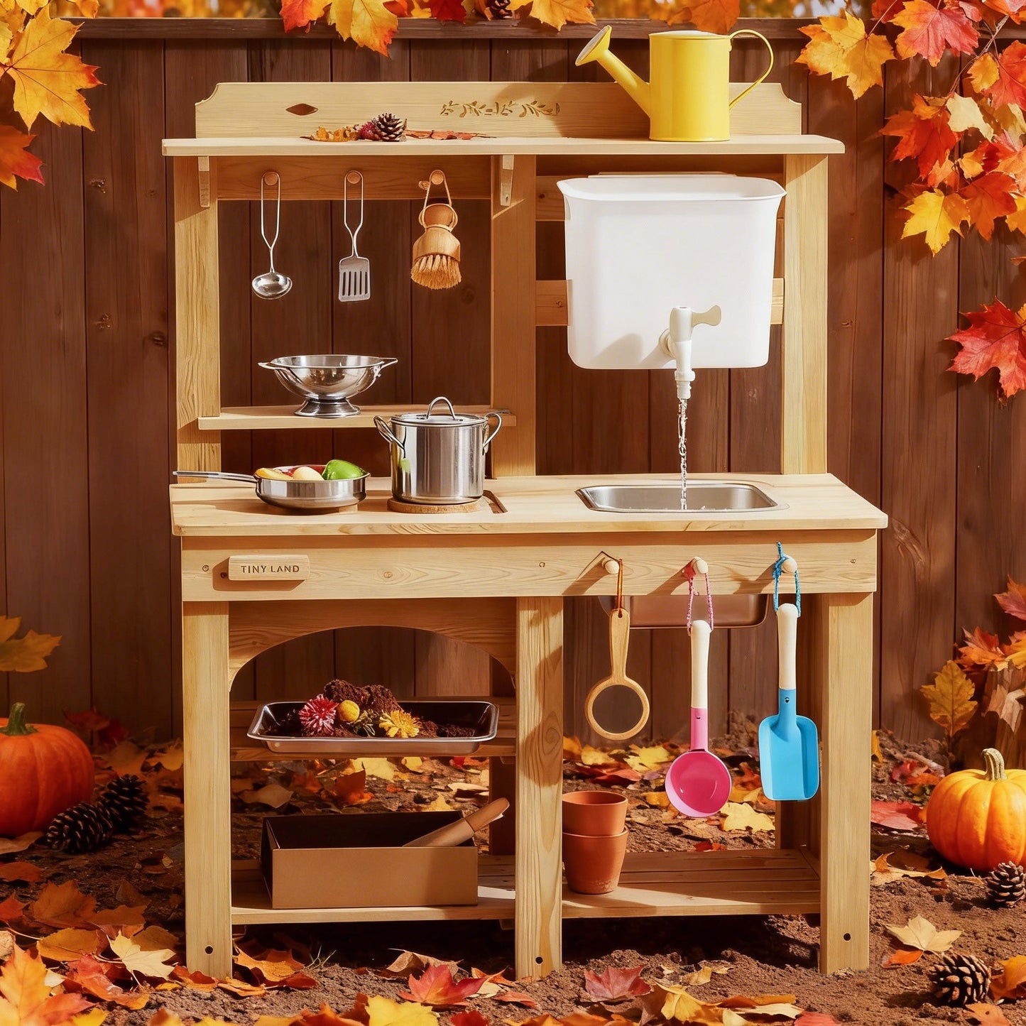 Tiny Land® Mud Kitchen - DuoPlay Outdoor Play Kitchen for Kids
