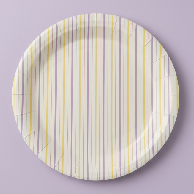 Multicolor Pastel Stripes Paper Plates 7" (Set of 8) – Rainbow Party Supplies
