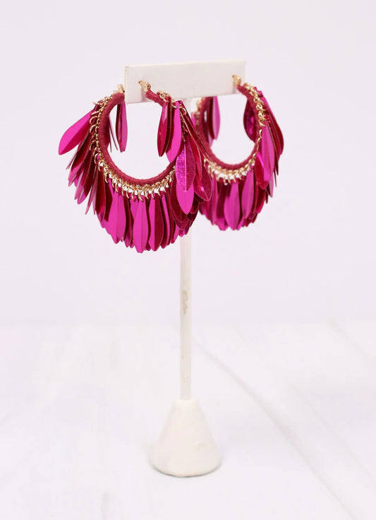 Ramson Sequin Hoop Earring FUCHSIA
