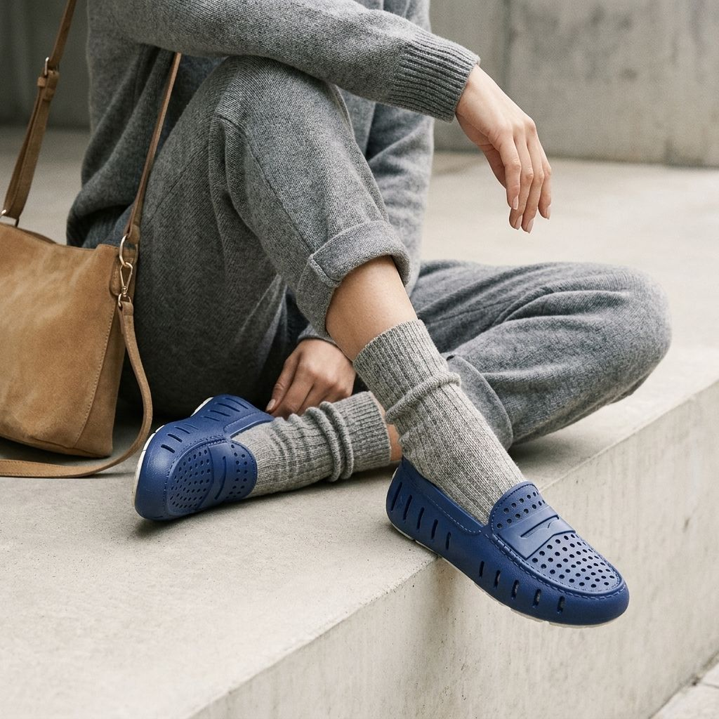Women's Posh Navy Peony Bright White Loafers