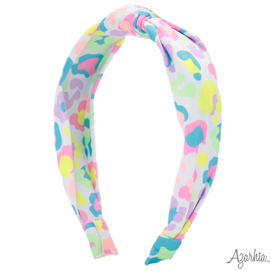 Neon Leopard Top Knot Headband
