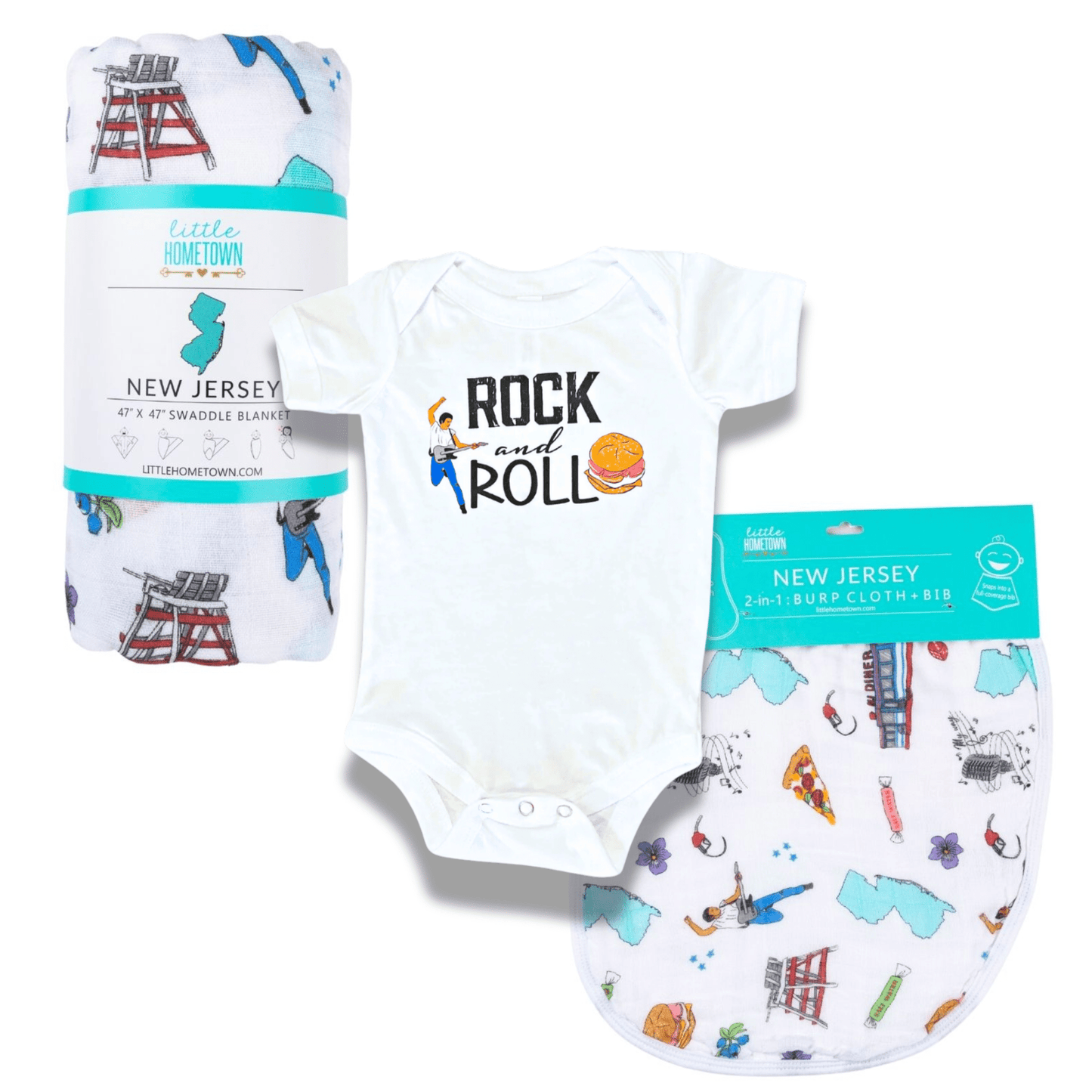New Jersey (Rock and Roll) Gift Bundle Coming Home Outfit with Swaddle