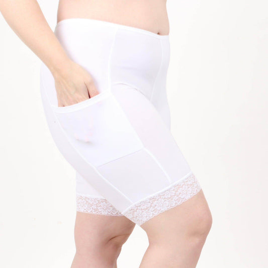Cooling Slipshort with 2 Pockets 7" | White