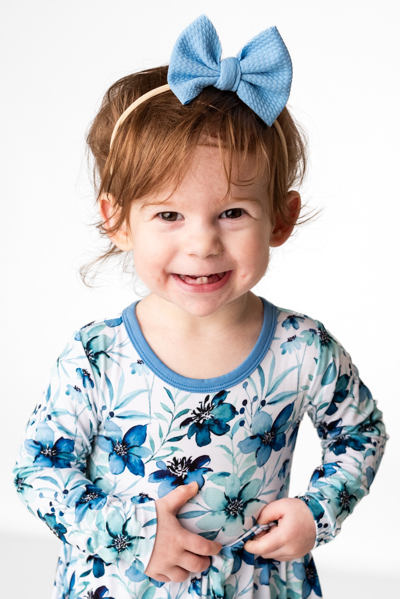 Steel Blue | Small Nylon Bow Headband