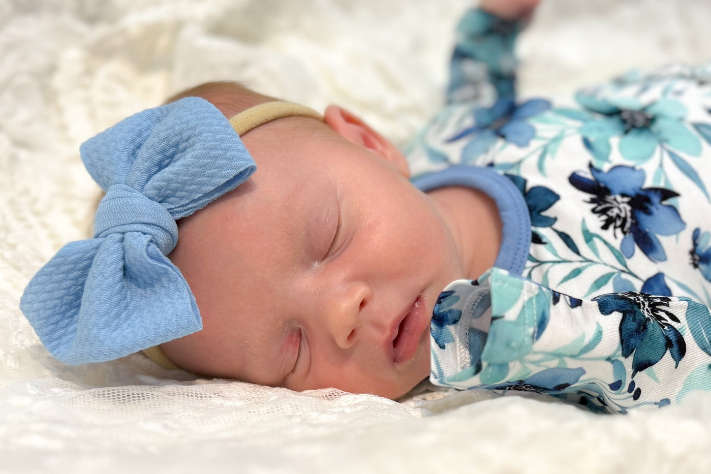Steel Blue | Small Nylon Bow Headband