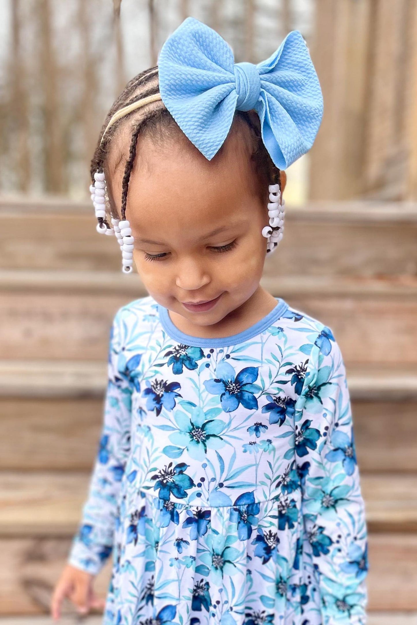 Steel Blue | Large Nylon Bow Headband