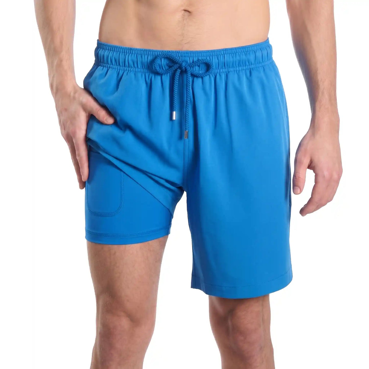 Men’s Premium Compression-Lined Hybrid Shorts – Ocean Blue