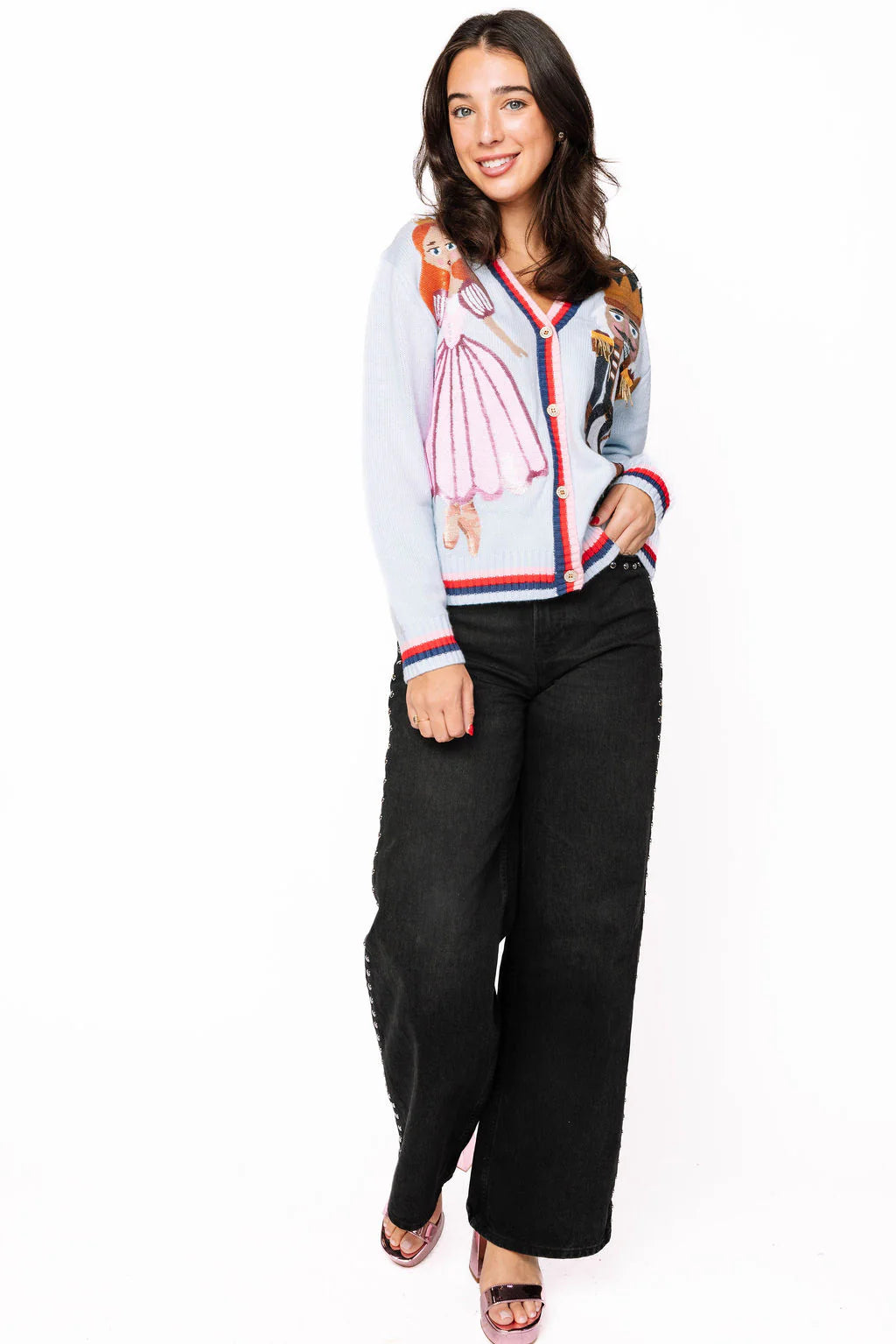 Queen of Sparkles Light Blue Sequin Nutcracker & Clara Cardigan – Adult