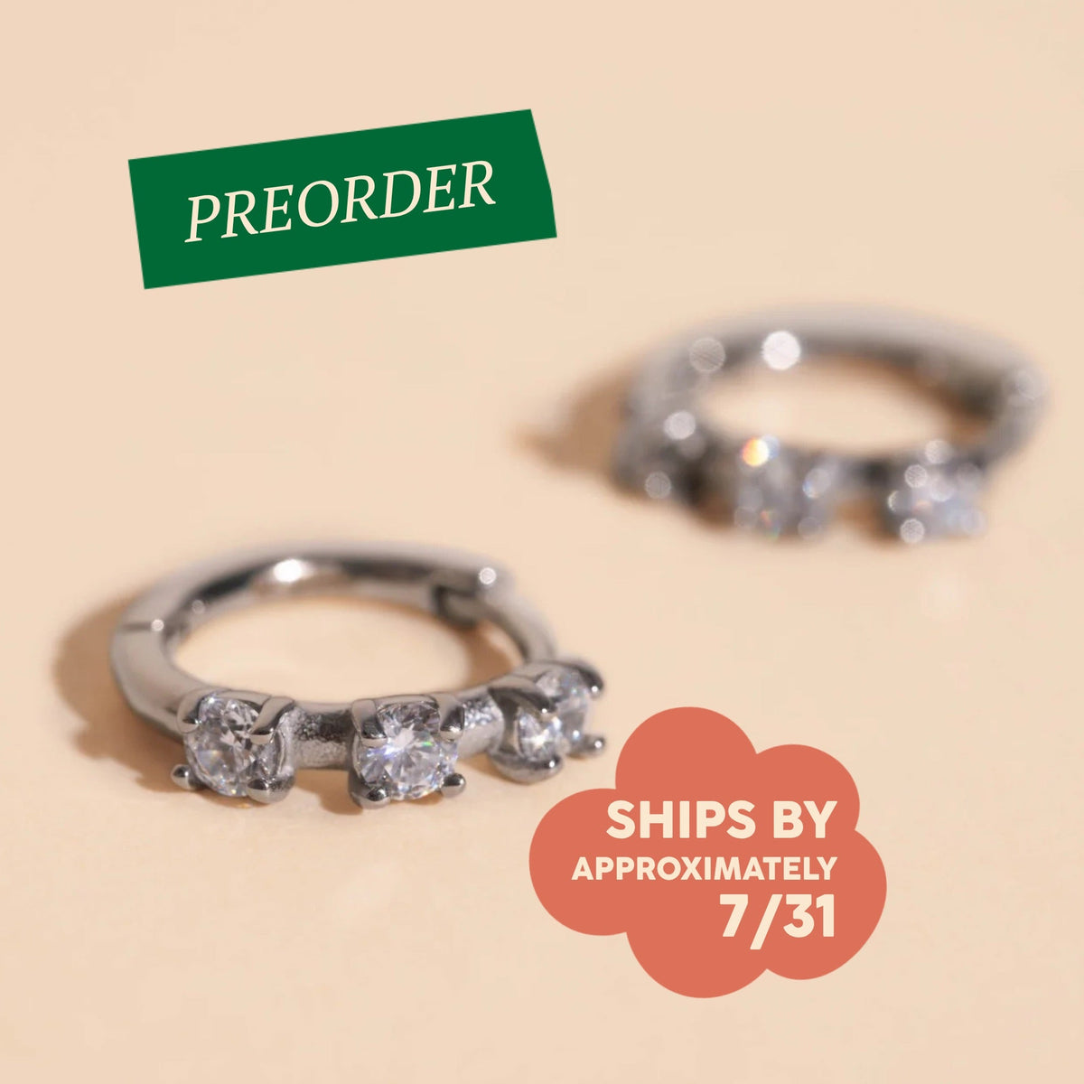 Thin Crystal Huggie Hoop Earrings