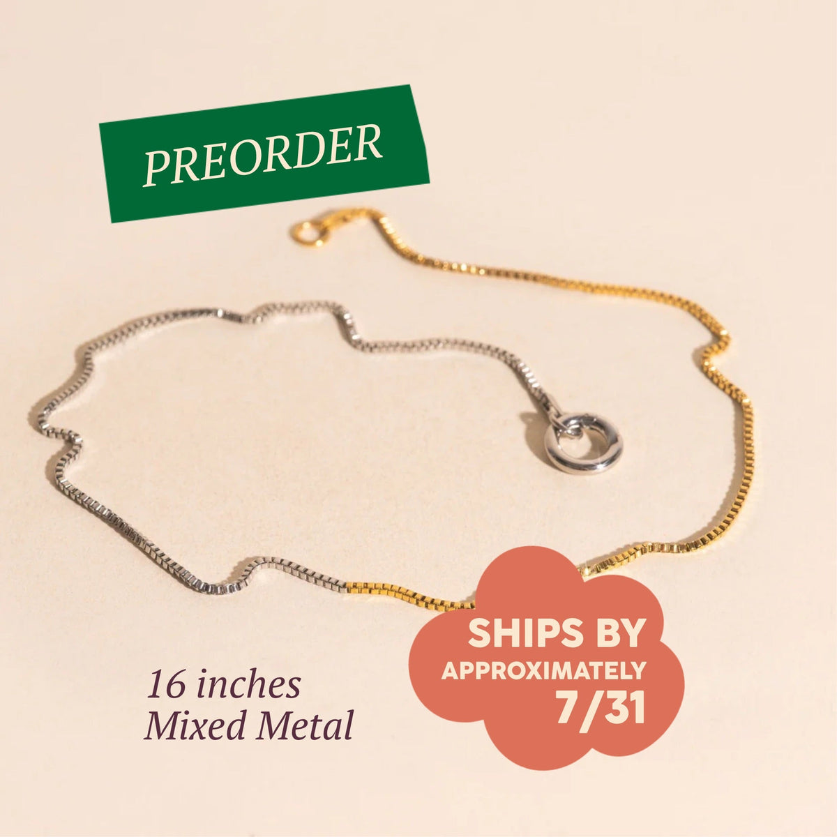 Mixed Metal Dainty Box Chain Necklace