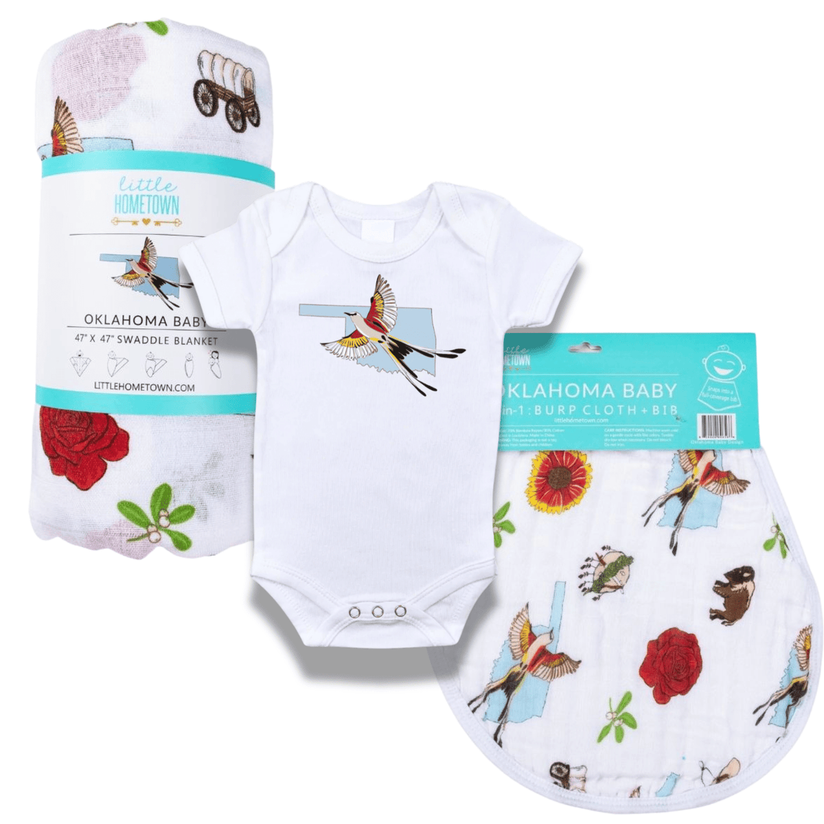 Oklahoma Scissortail Baby Gift Bundle 3 Piece Newborn Essentials