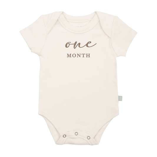 graphic bodysuit | one month milestone taupe