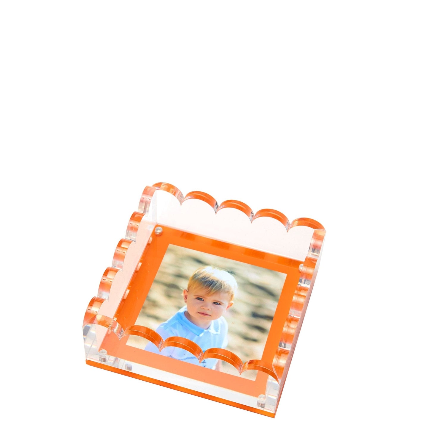 Orange Acrylic Small Scallop Photo Tray