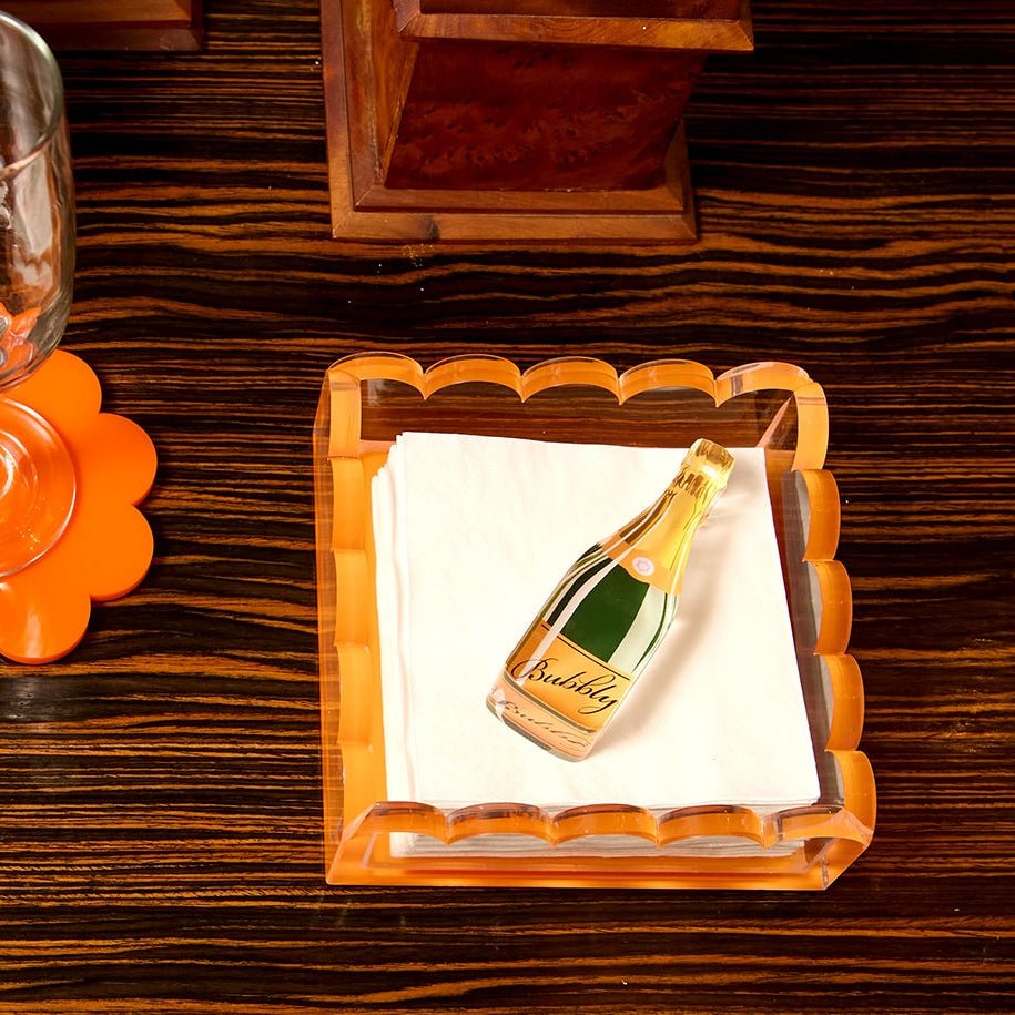 Orange Acrylic Small Scallop Photo Tray