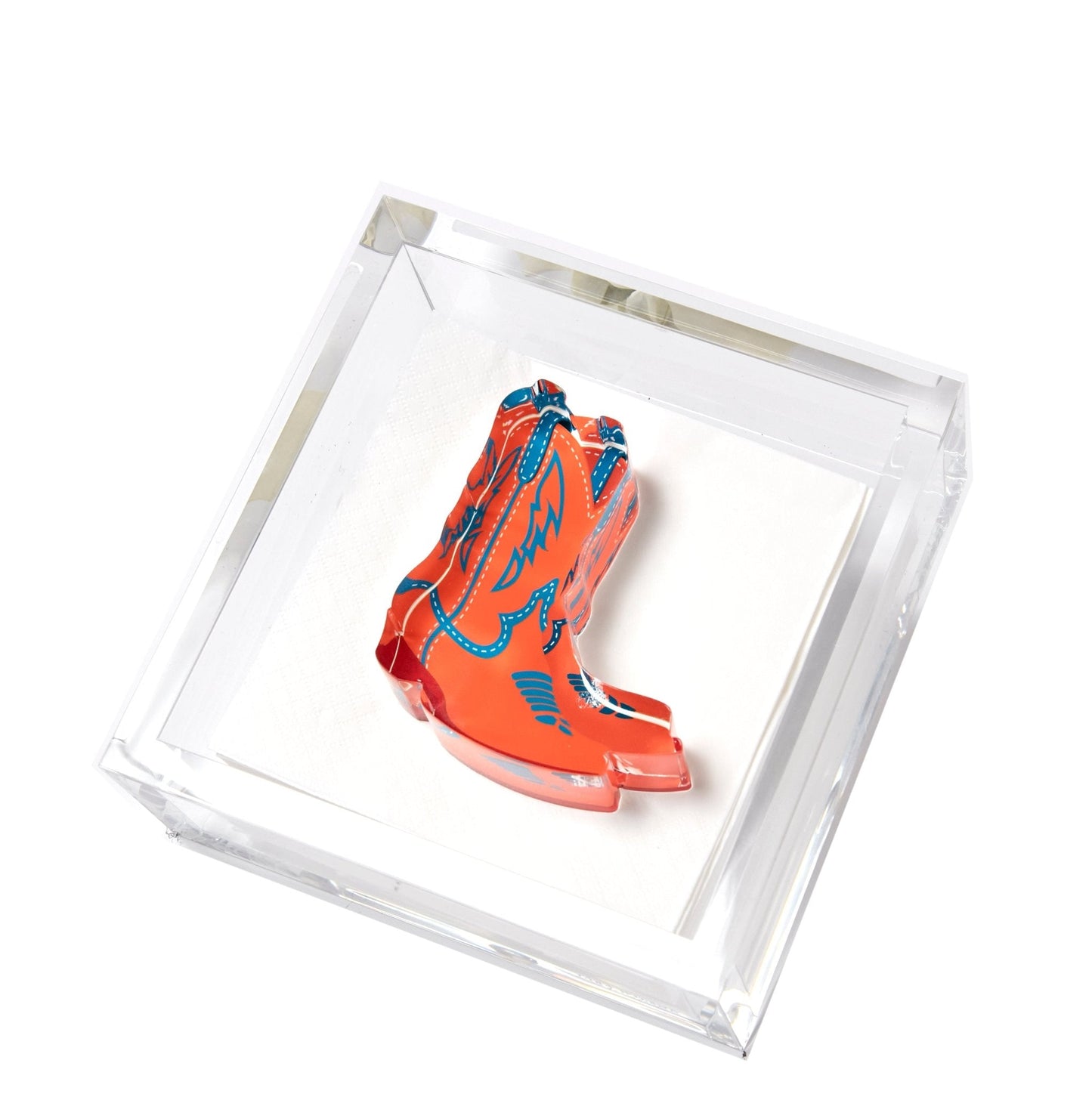 Orange Cowboy Boots Acrylic Cocktail Napkin Holder