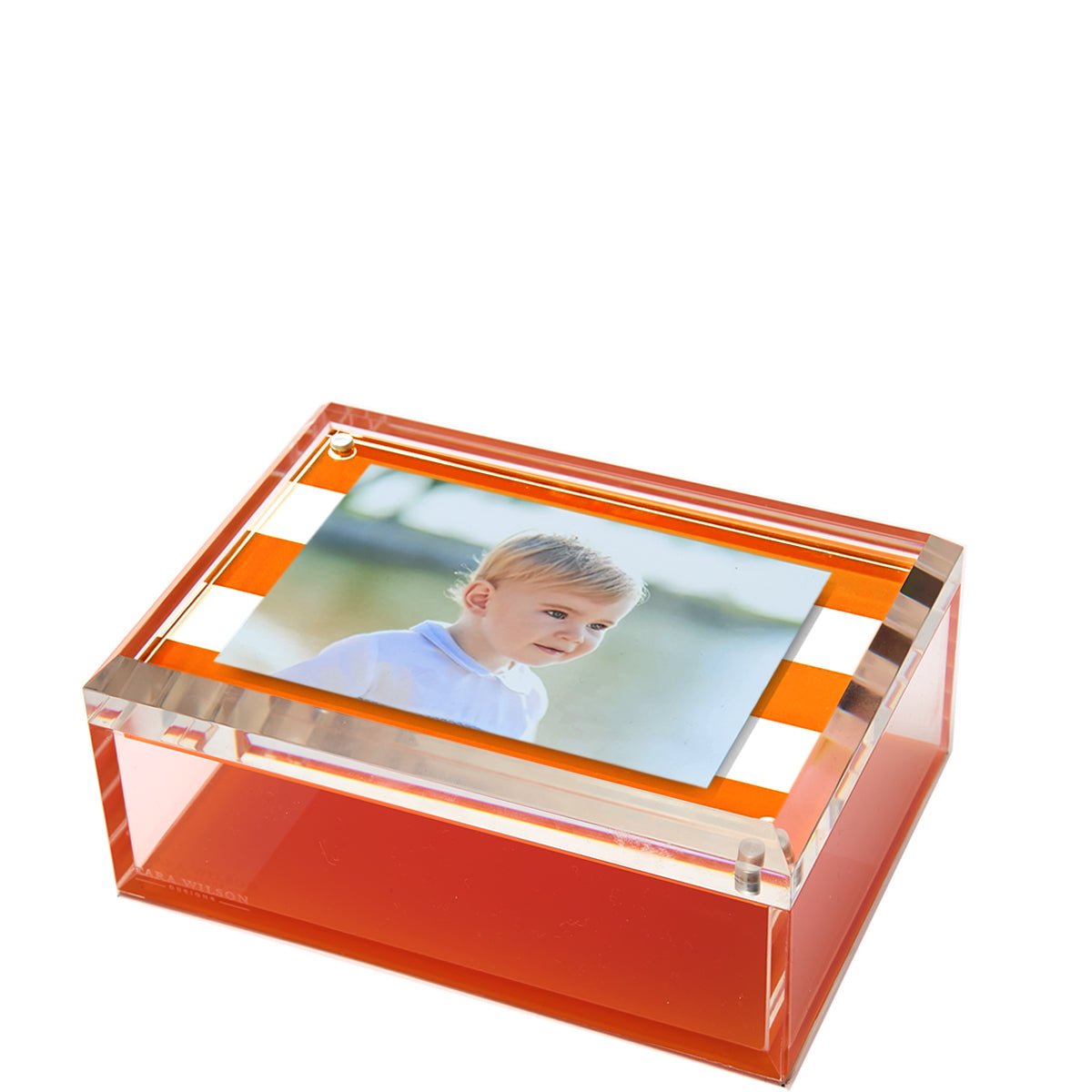 Orange & White Stripe Acrylic 5" x 7" Photo Box