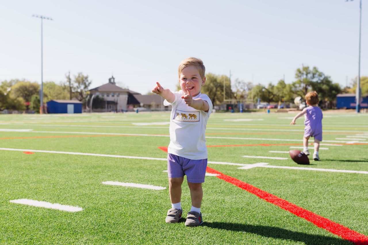 Boys Purple Tiger Smocked Short Set – LSU-Inspired Boys Game Day Outfit | The Prissy Pelican Boutique Bossier City, LA