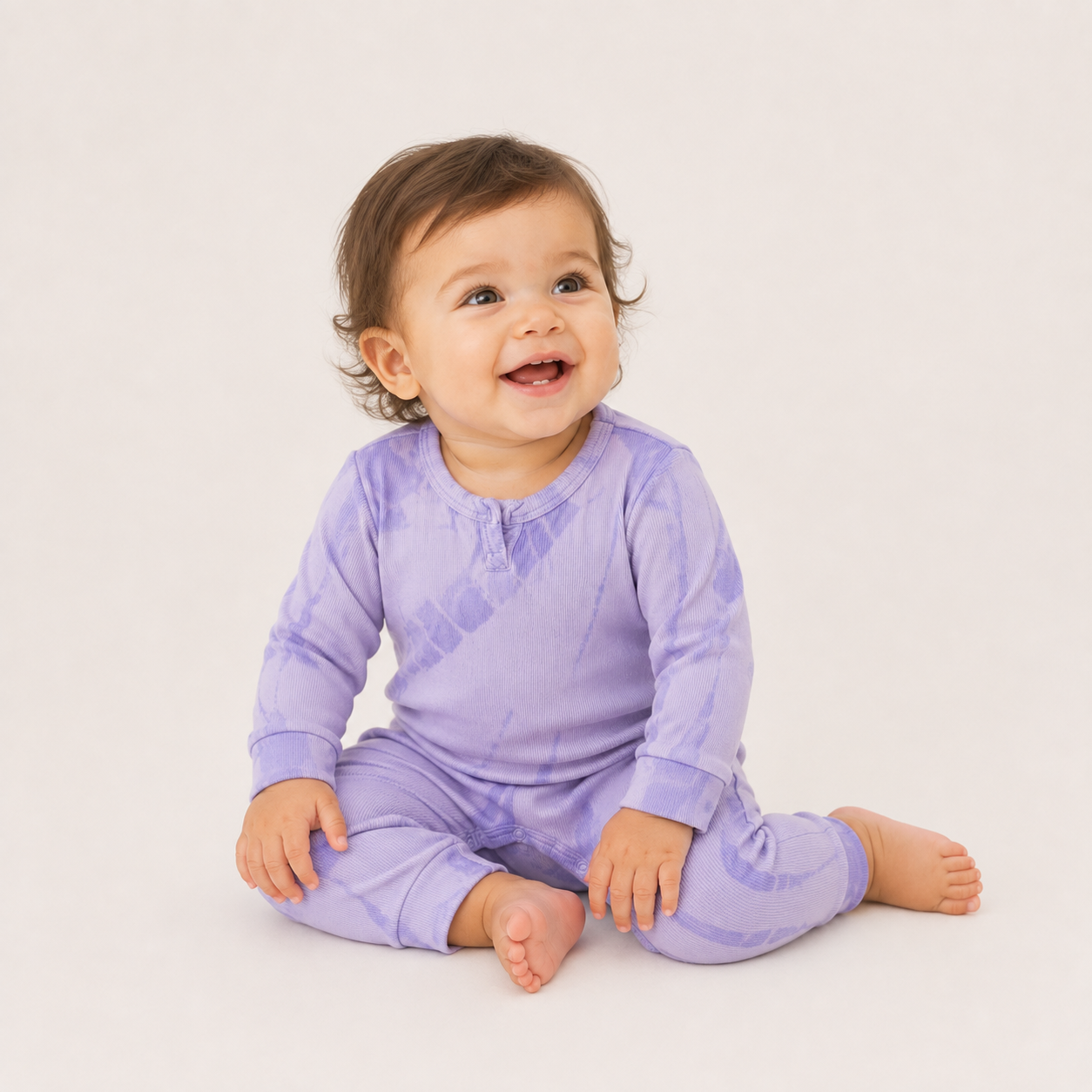 Ribbed Tonal Tie Dye Henley Romper