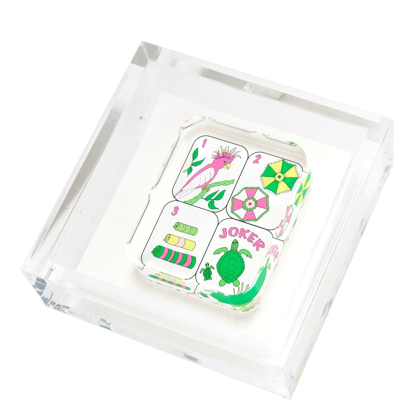 Palm Beach Mahjong Tiles Acrylic Cocktail Napkin Holder