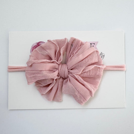 Paris Pink | Skinny Mini Nylon Ruffled Baby Headband