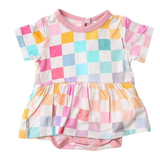 Pastel Checks Bodysuit Dress