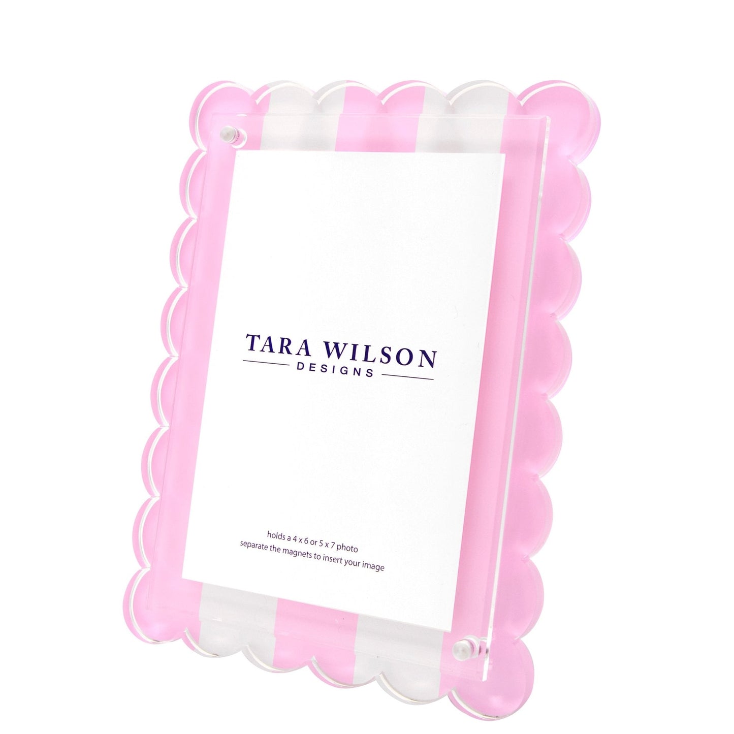 Pastel Pink & White Stripe Acrylic Scallop Frame