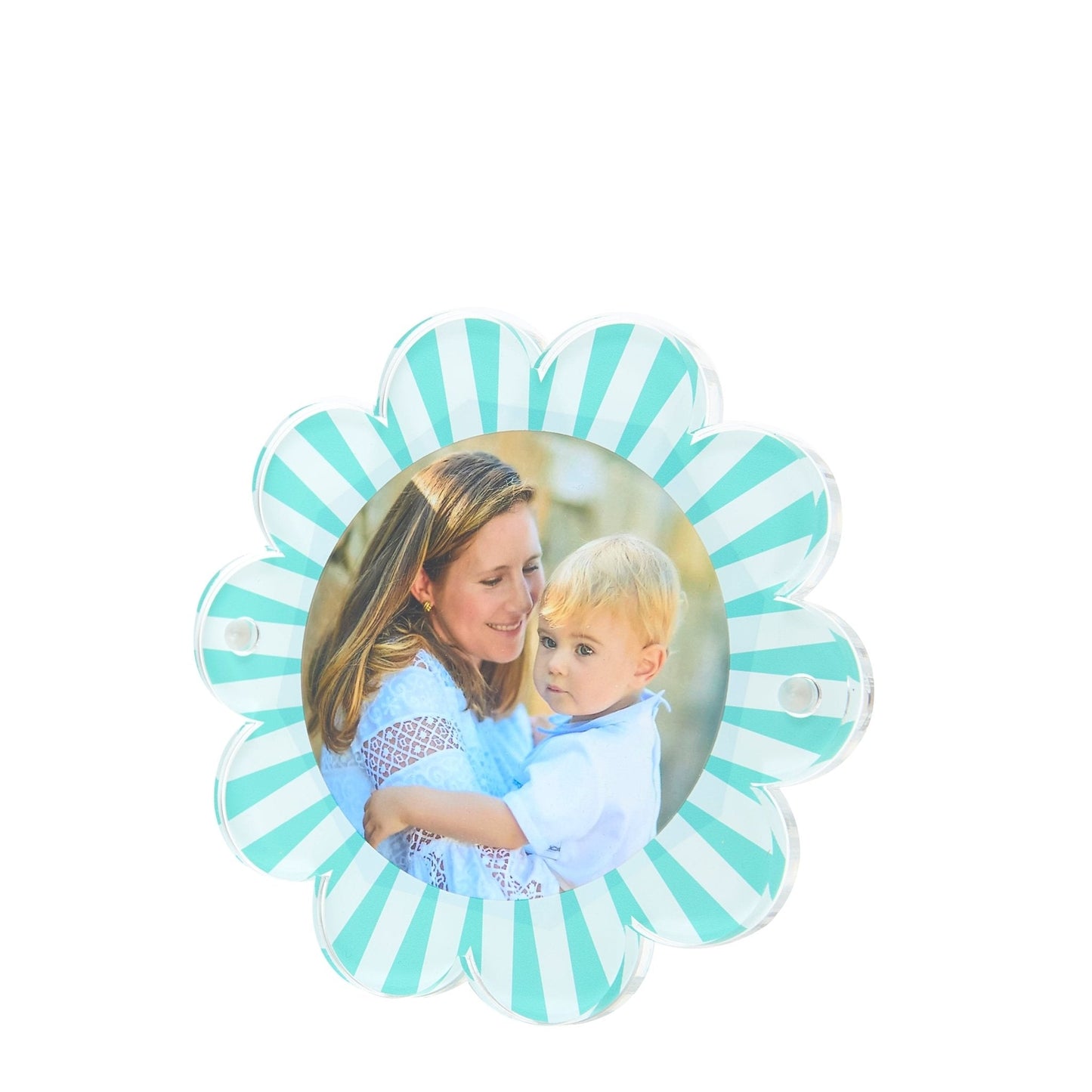 Pastel Turquoise & White Acrylic Daisy Frame