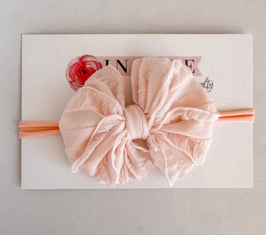 Peachy Keen | Skinny Mini Nylon Ruffled Baby Headband