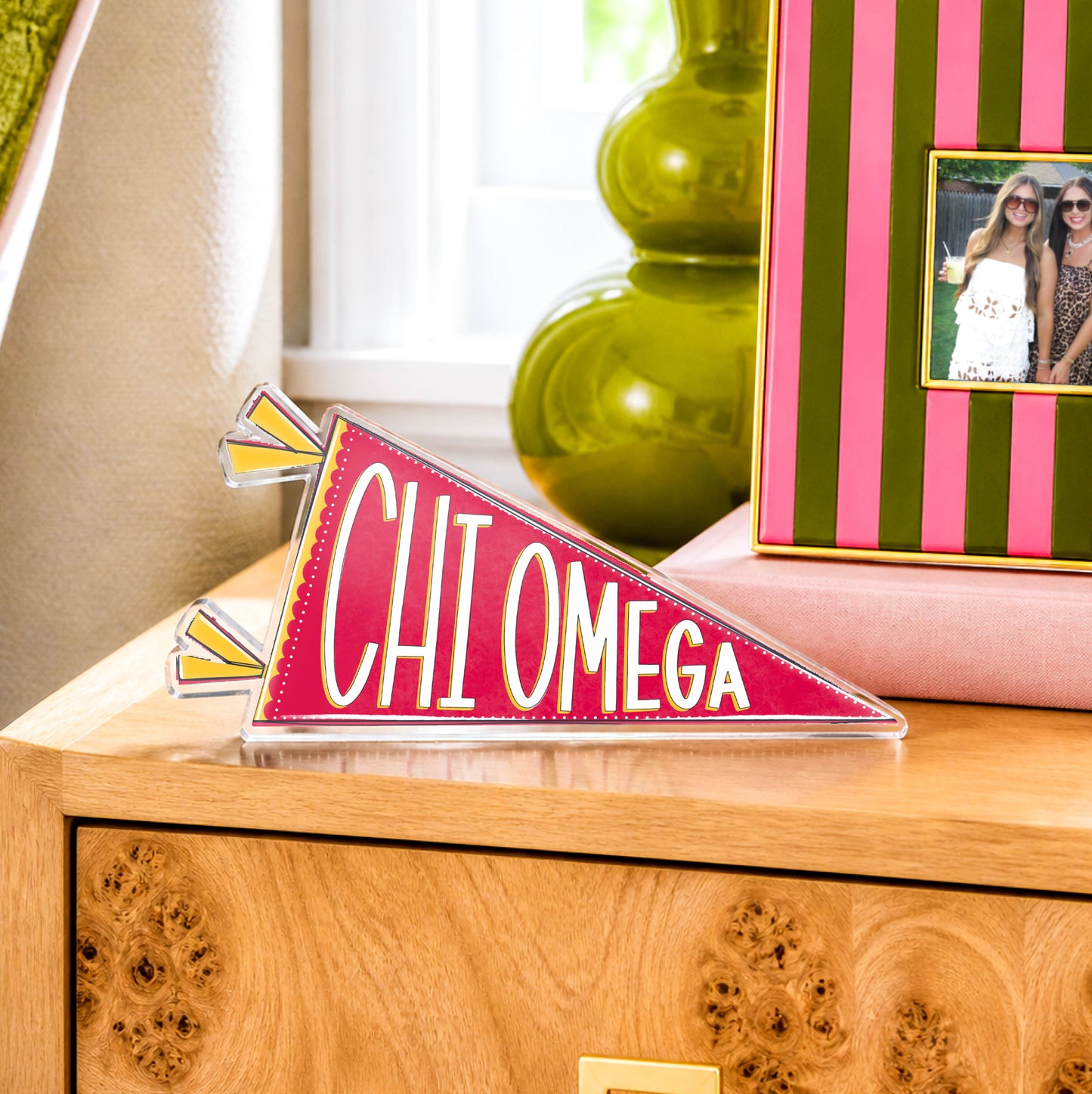 Chi Omega Acrylic Pennant Flag Shelfie