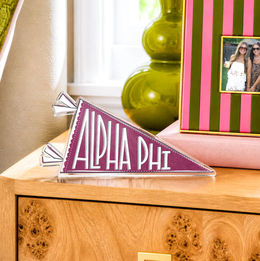 Alpha Phi Acrylic Pennant Flag Shelfie