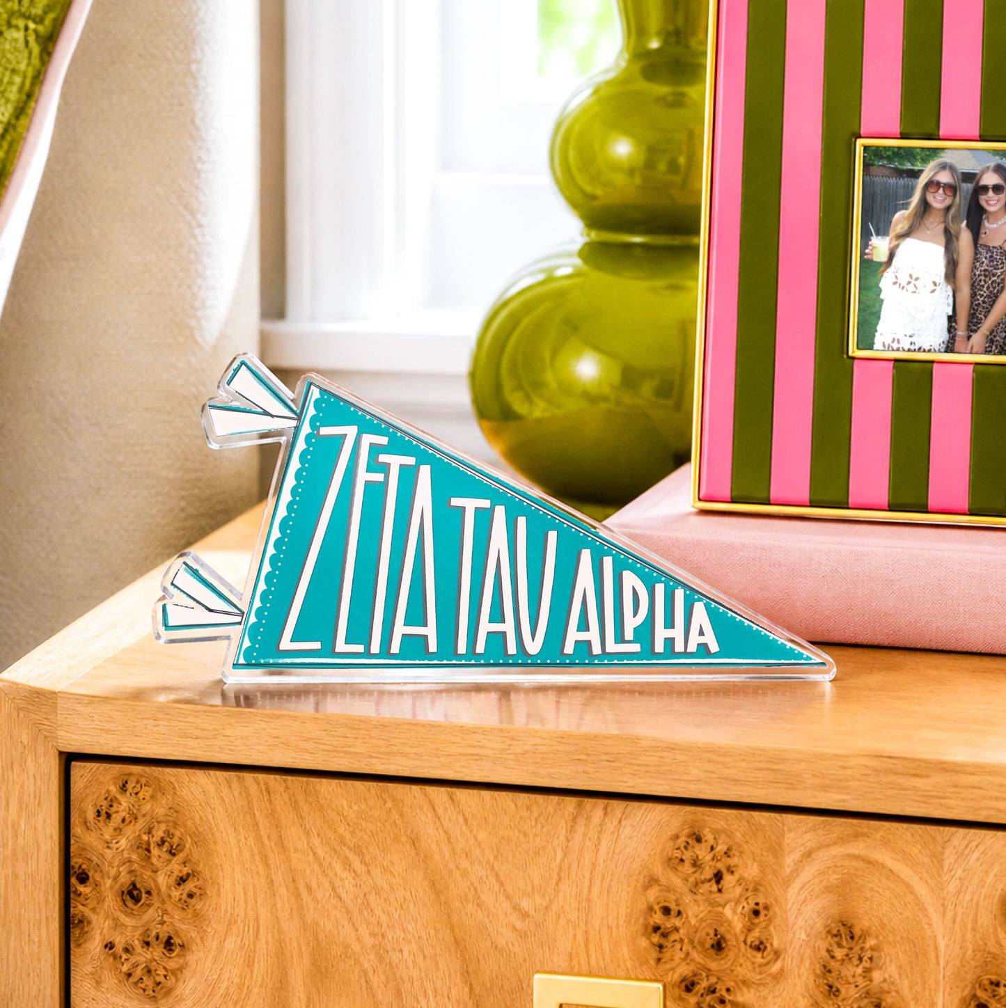 Zeta Tau Alpha Acrylic Pennant Flag Shelfie