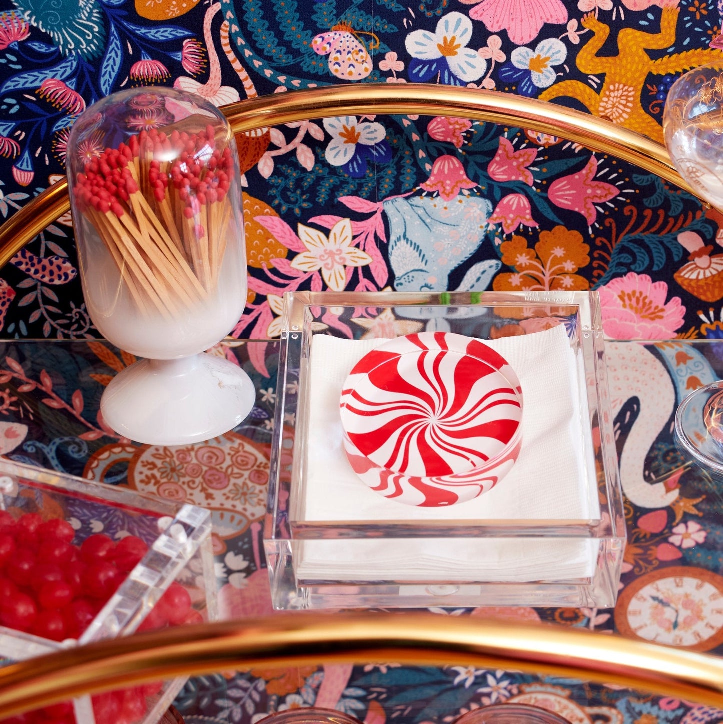 Peppermint Candy Acrylic Cocktail Napkin Holder