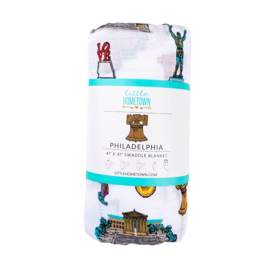 Philadelphia Baby (Whiz Kid) Gift Bundle Swaddle, Bib, and Onesie
