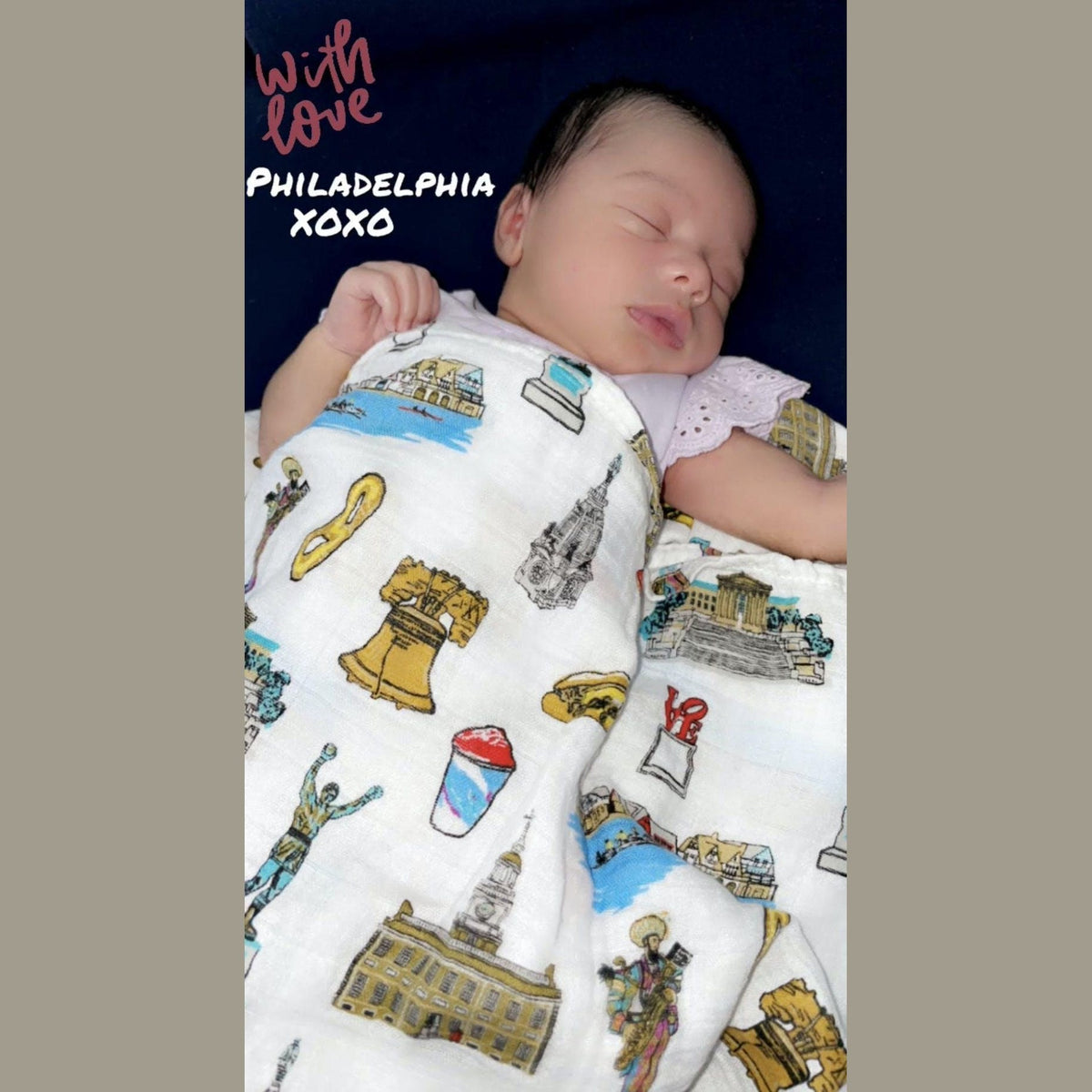 Philadelphia Baby (Whiz Kid) Gift Bundle Swaddle, Bib, and Onesie