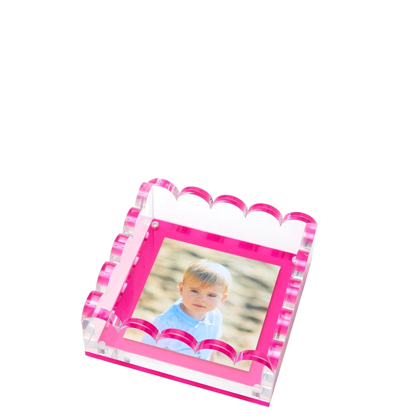 Pink Acrylic Small Scallop Photo Tray