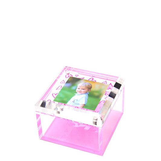Pink Heart Acrylic 4" x 4" Photo Box