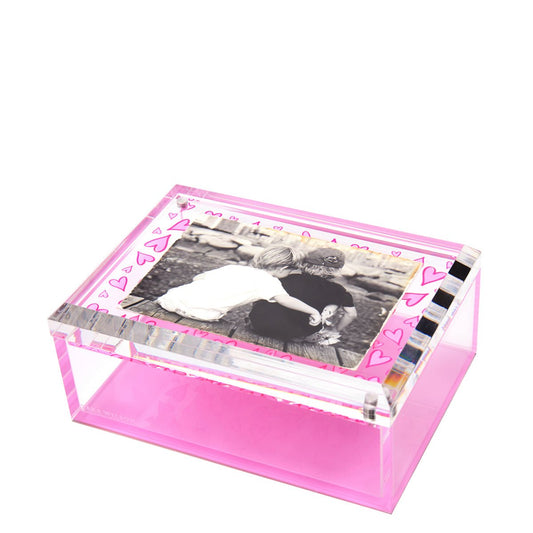 Pink Heart Acrylic 5" x 7" Photo Box