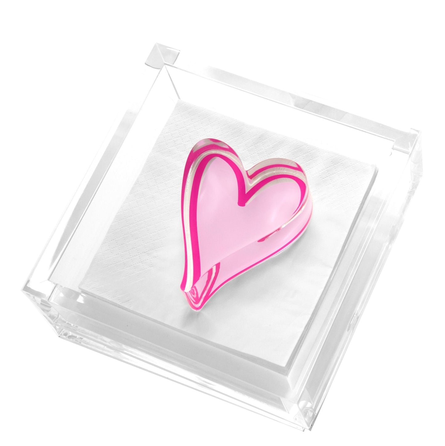 Pink Heart Acrylic Cocktail Napkin Holder