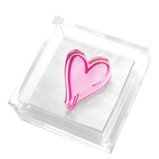 Pink Heart Acrylic Cocktail Napkin Holder