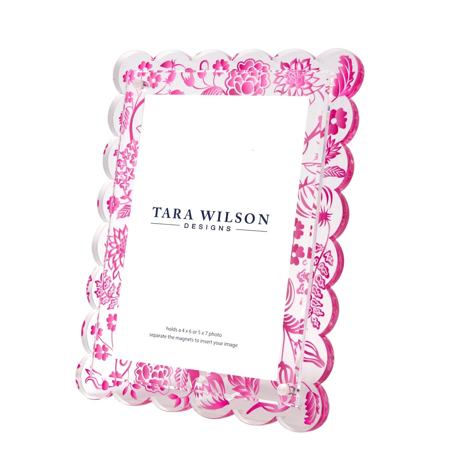 Pink Toile Acrylic Scallop Frame
