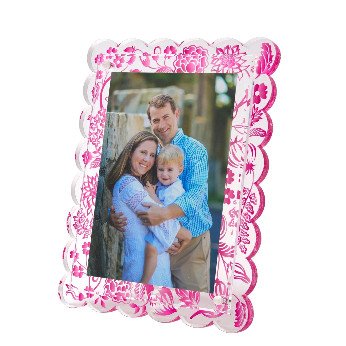 Pink Toile Acrylic Scallop Frame