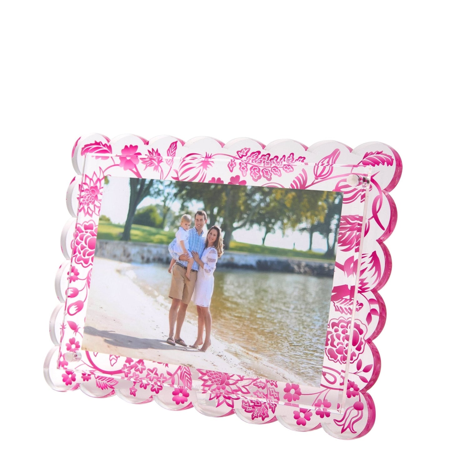 Pink Toile Acrylic Scallop Frame
