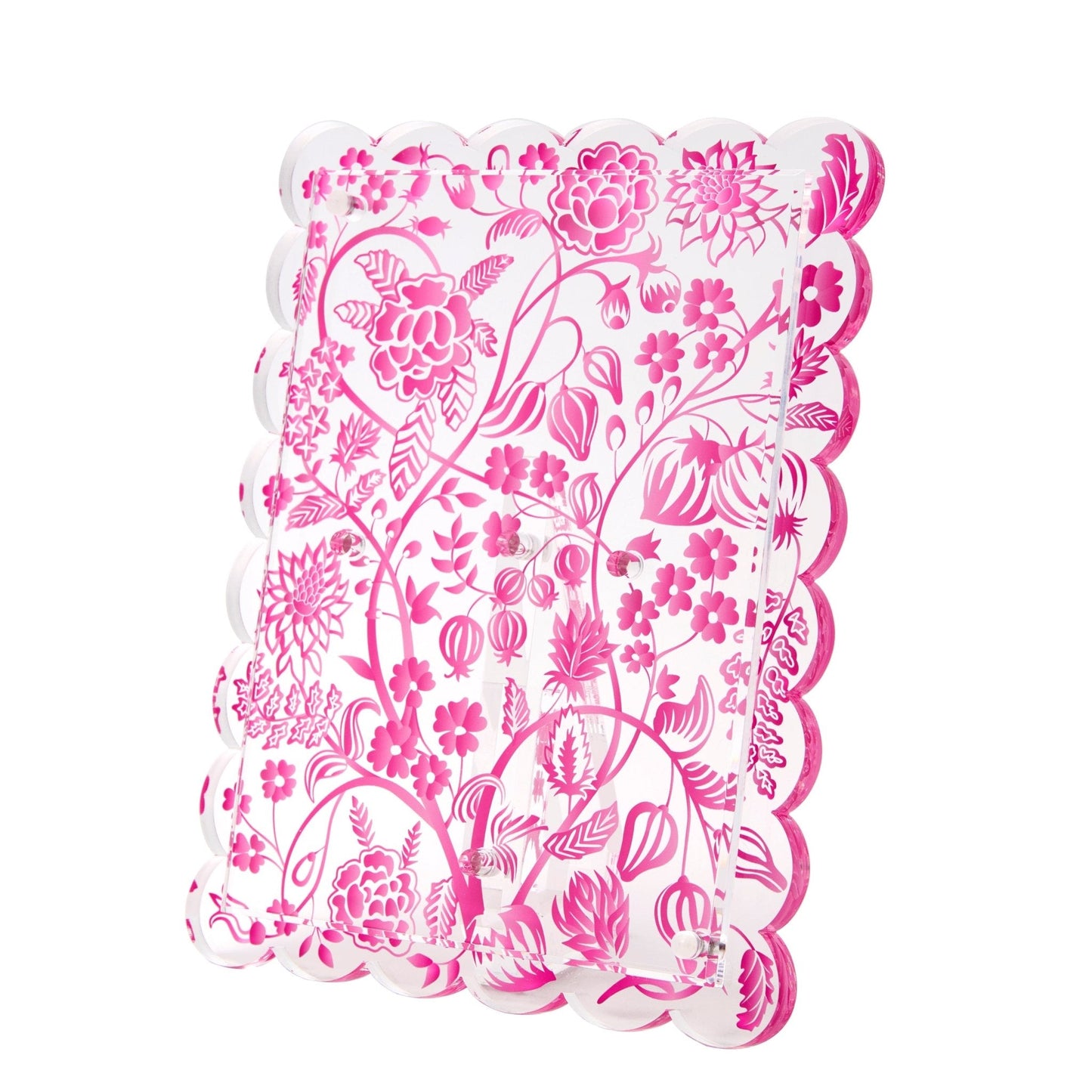 Pink Toile Acrylic Scallop Frame