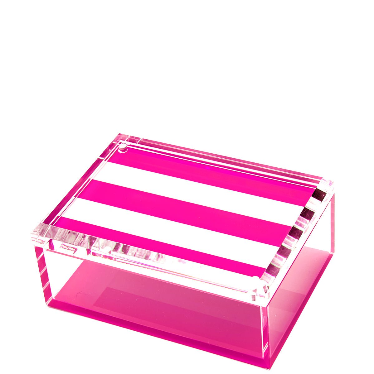 Pink & White Stripe Acrylic 5" x 7" Photo Box