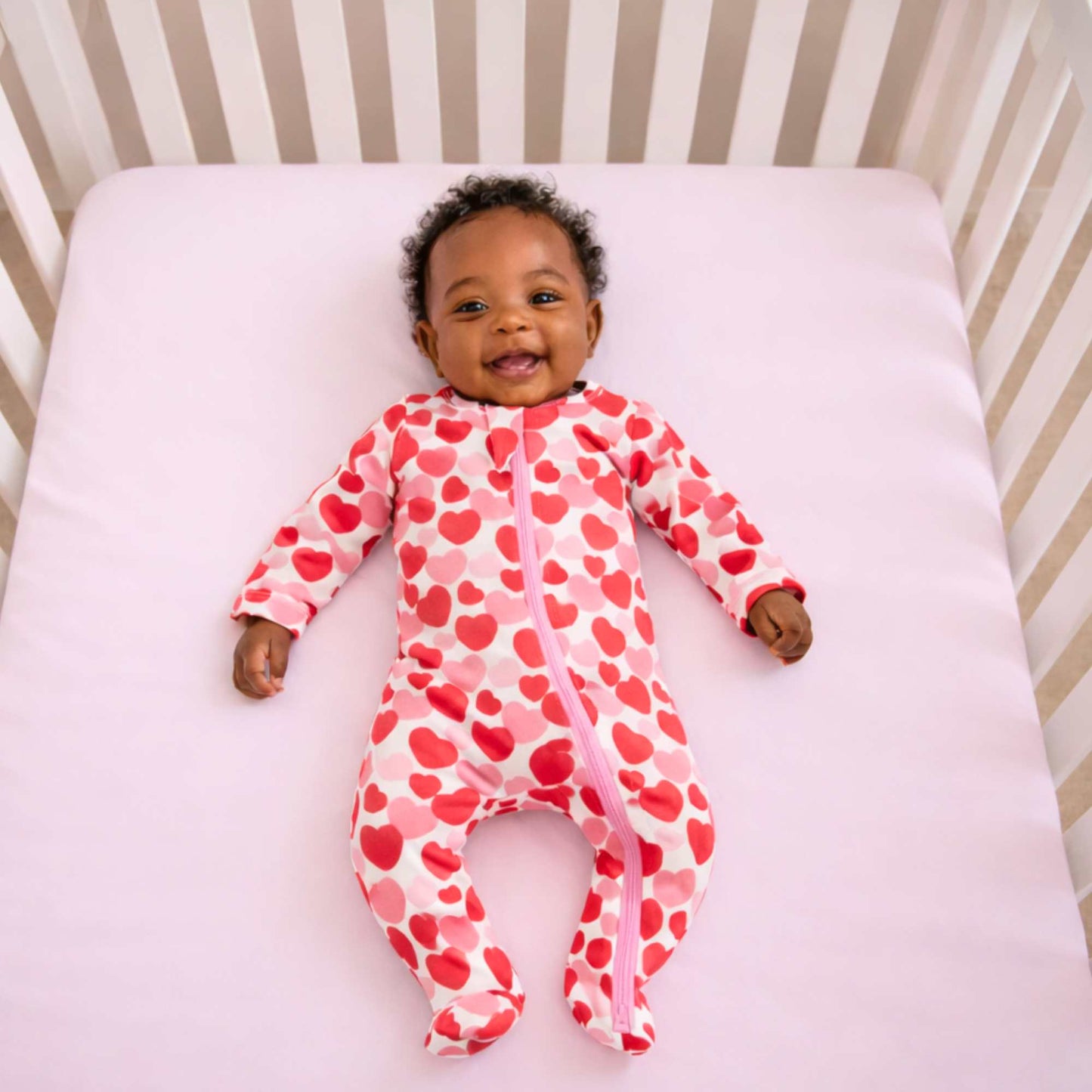 Organic Footie - Red & Pink Hearts