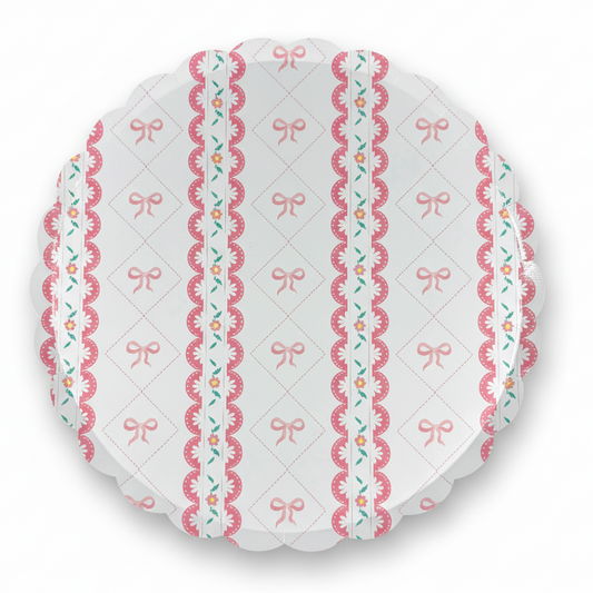 Pink Bow Coquette Large Plates 10" (8 pack)