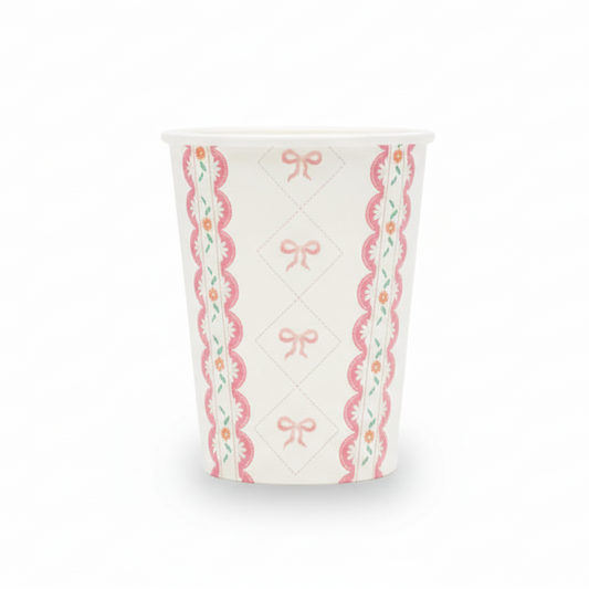 Pink Bow Coquette Paper Cups 9oz (8 pack)