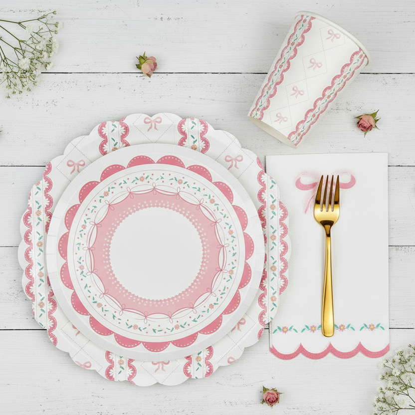 Pink Coquette Dessert Plates 8" (8 Pack)